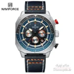 ساعت مچی مردانه سه موتور برند نیوی فورس چرمی مدل NAVIFORCE 8057 بند چرم - تصویر 2